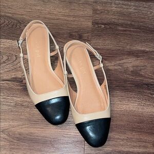 Madden Girl Beige and Black Flats